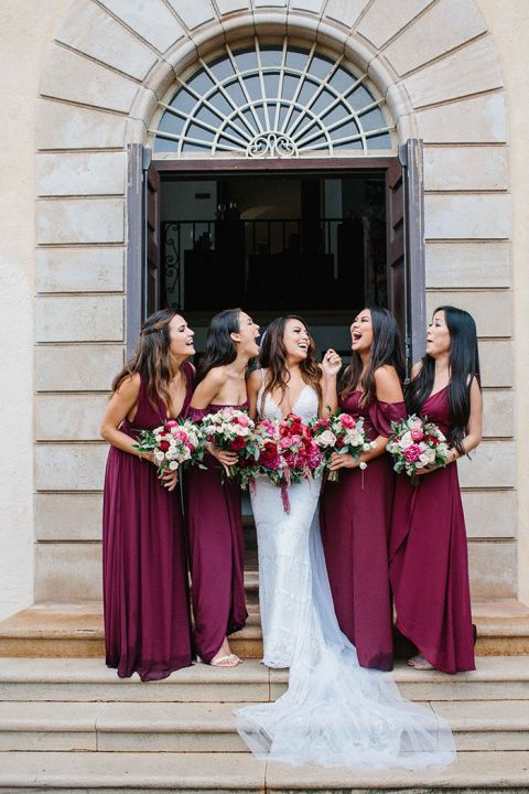 Burgundy and hotsell blush bridesmaids