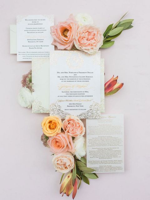 Vintage Floral Romance in Delicate Pastels and Gold