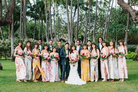 Hawaiian themed shop bridesmaid dresses