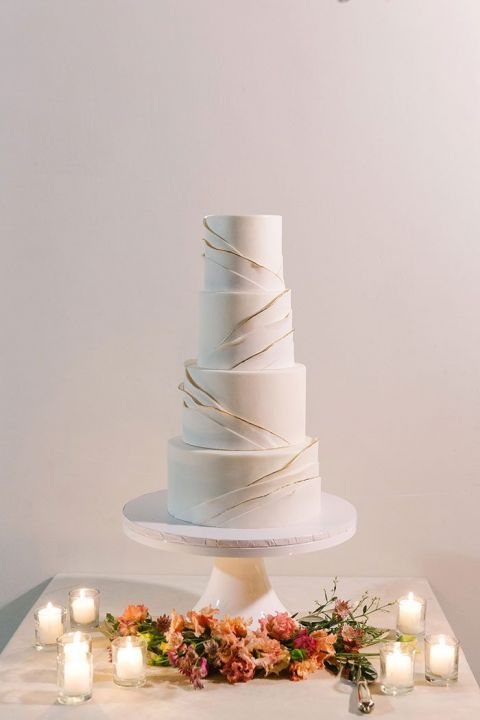 Gold Edged Ruffled Wedding Cake