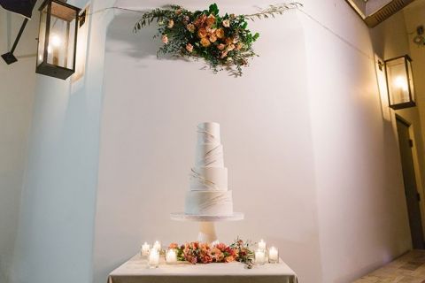 Gold Edged Ruffled Wedding Cake