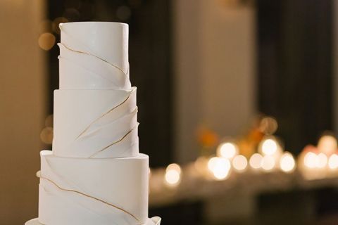 Gold Edged Ruffled Wedding Cake