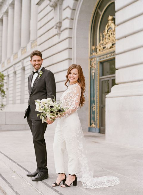 white city hall wedding dress