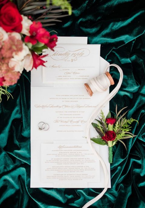 White and Gold Winter Wedding Invitations