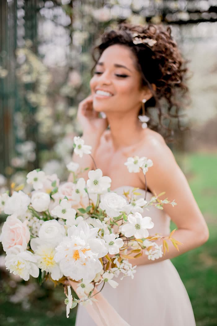 English Spring Garden Bridal Inspiration with Tea Under the Blossoming ...