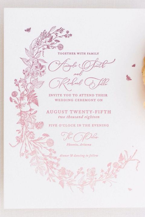 Pink and Purple Ombre Flower Invitations