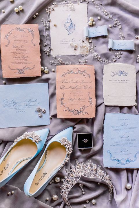 Pearl and Nautical Flatlay Details for a Coastal Wedding