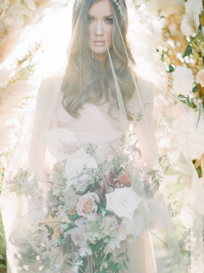 Enchanting Film Bridal Portraits with a Pampas Grass Arch - Hey Wedding ...