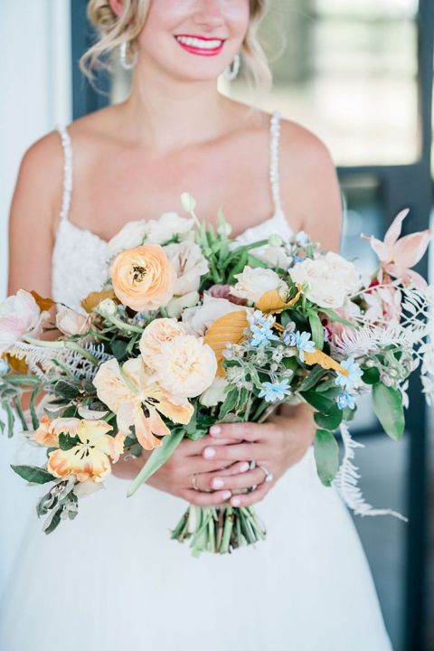 A White and Airy Barn Ceremony in Summer Blue and Yellow - Hey Wedding Lady