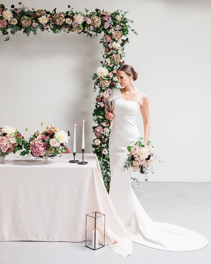 Black and Blush Pink are the Perfect Color Combination with this Sleek  Modern Wedding Dress - Hey Wedding Lady