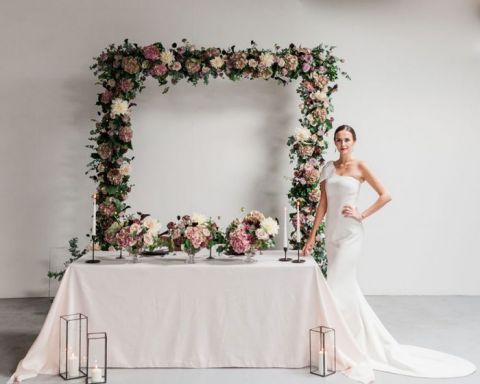 Black and Blush Pink are the Perfect Color Combination with this Sleek  Modern Wedding Dress - Hey Wedding Lady