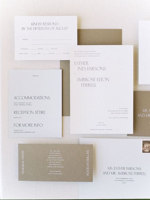 Warm Neutral Scandinavian Style Wedding Invitations