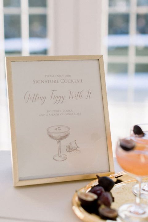 Signature Cocktail Sign for a Fall Leaf Wedding Reception - Getting Figgy With It 