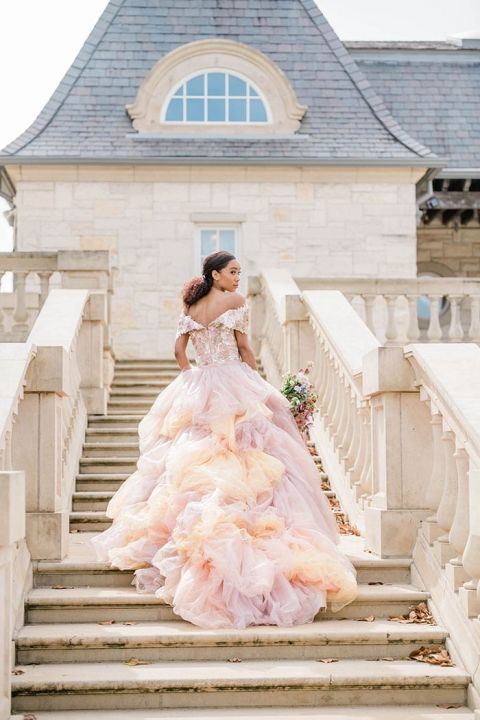 rose gold and ivory wedding dress