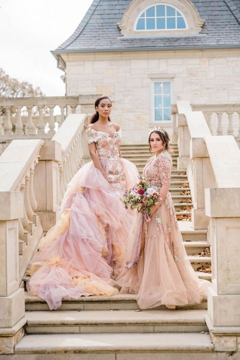 Pink and gold wedding dress hotsell