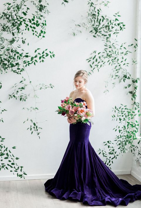 purple colored wedding dresses