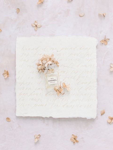 Peach Parisian Wedding Accessories and Calligraphy Vows