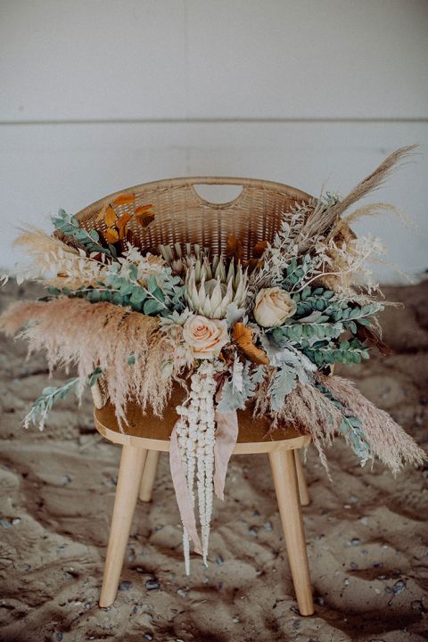 Boho Beach Bouquet with King Protea and Pampas Grass