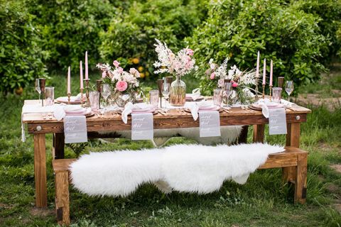 Bohemian Red and Gold Pampas Grass Floral Arrangement Wedding Centerpiece 