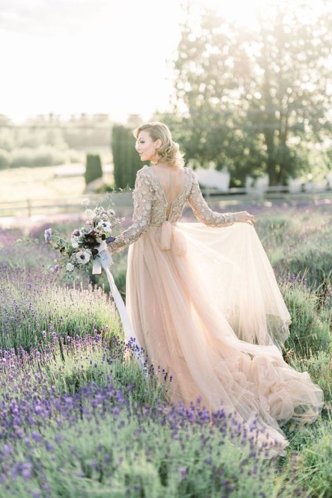 Peach long dress for on sale wedding