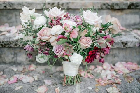 Old World Romance Bouquet in Wine and Blush