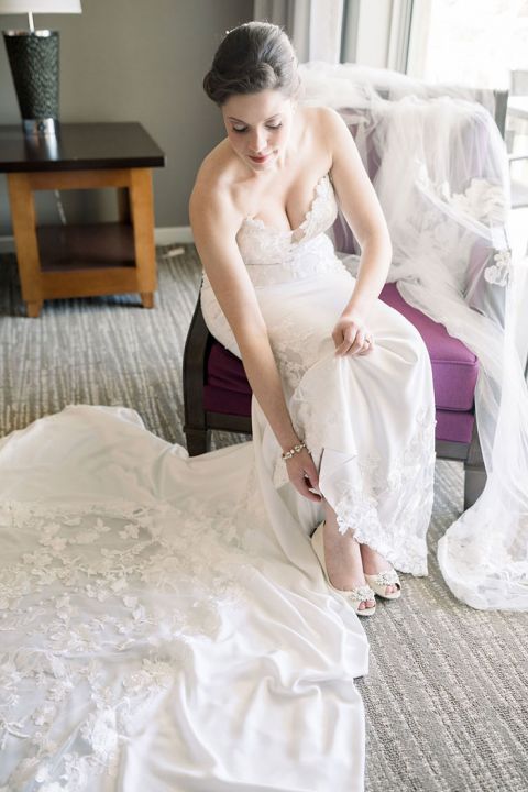 Crepe Wedding Dress with a Lace Train