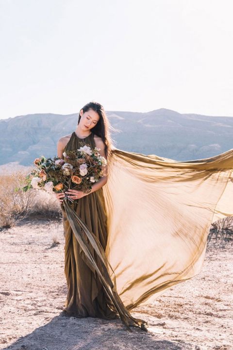 Adventure Desert Photoshoot in Sage and Amethyst - Hey Wedding Lady