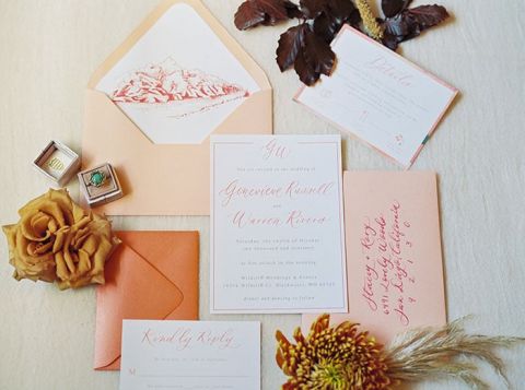 Fall Wedding Colors for a Stationery Flatlay