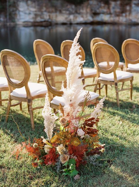 Pampas Grass and Fall Flower Ceremony Arrangements