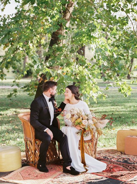 Cozy Vintage Lounge Decor for a Locally Sourced Wedding with Bohemian Style
