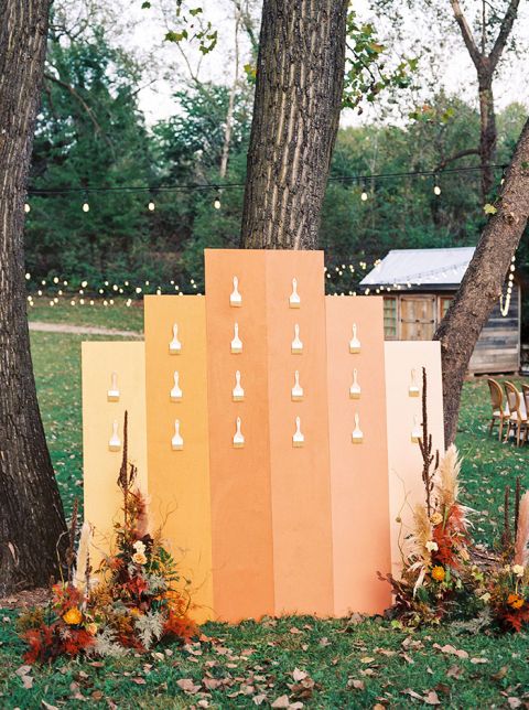 Artistic Wedding Ideas with a Color Blocked Paintbrush Escort Card