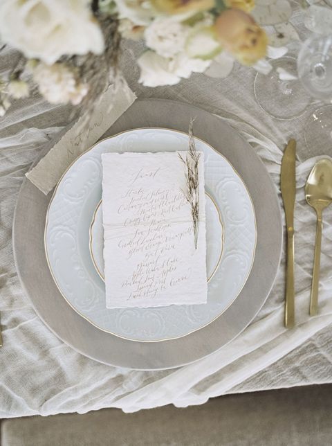 Neutral and Gold Wedding Place Setting 
