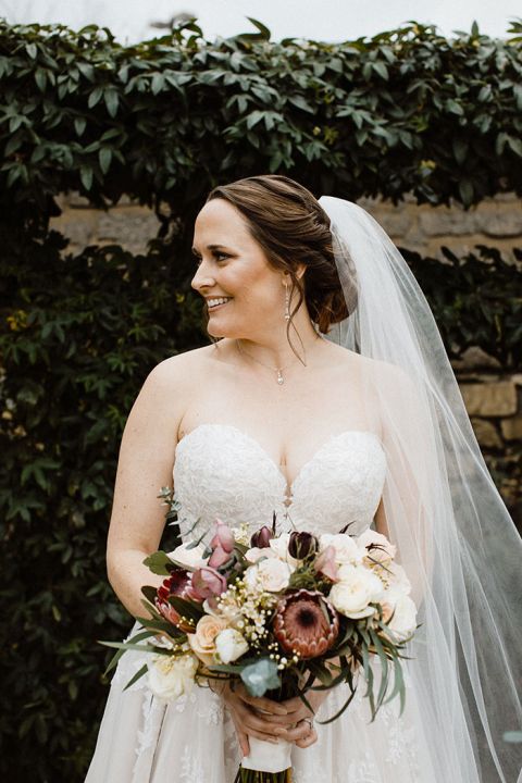 Gorgeous Bridal Look for a Cozy Winter Barn Wedding in Monterey