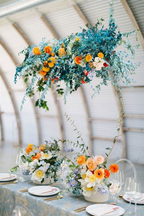 Hanging Greenery Installation in Industrial Reception Space