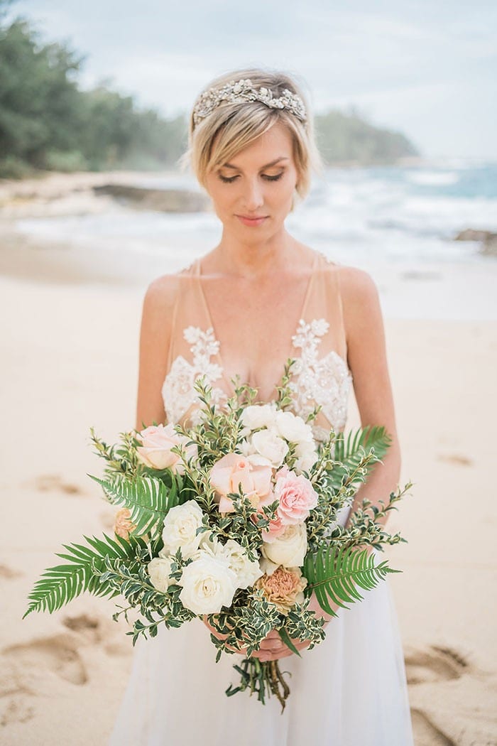 Bohemian Beach Bridal Style with a Floral Hoop - Hey Wedding Lady