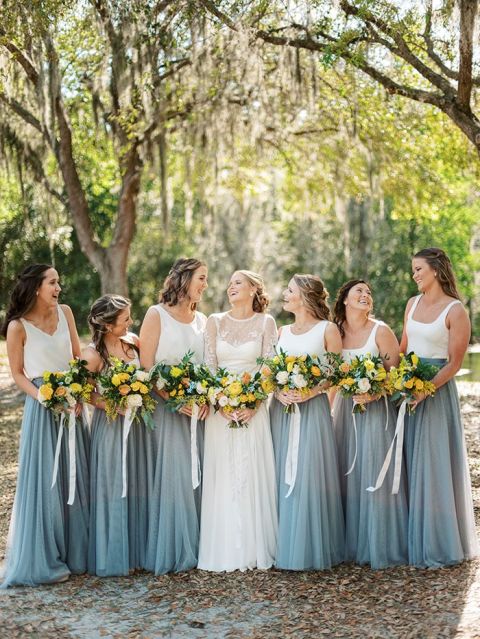 Turquoise and clearance yellow bridesmaid dresses