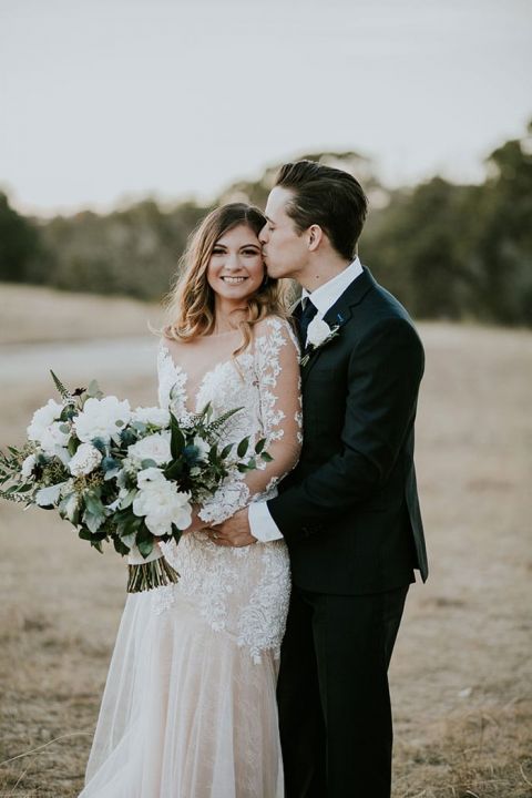 Neutral Winter Decor for a Champagne and Greenery Hill Country Wedding ...