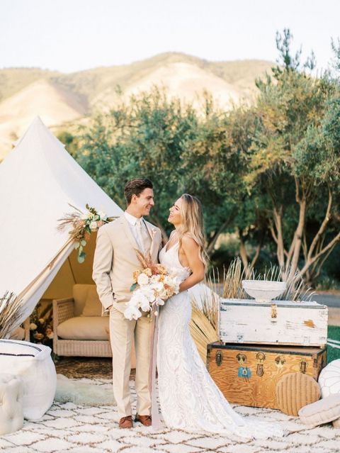 Rustic Bohemian Glamping Wedding Style with a Tented Lounge