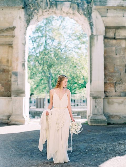 champagne grecian wedding dresses