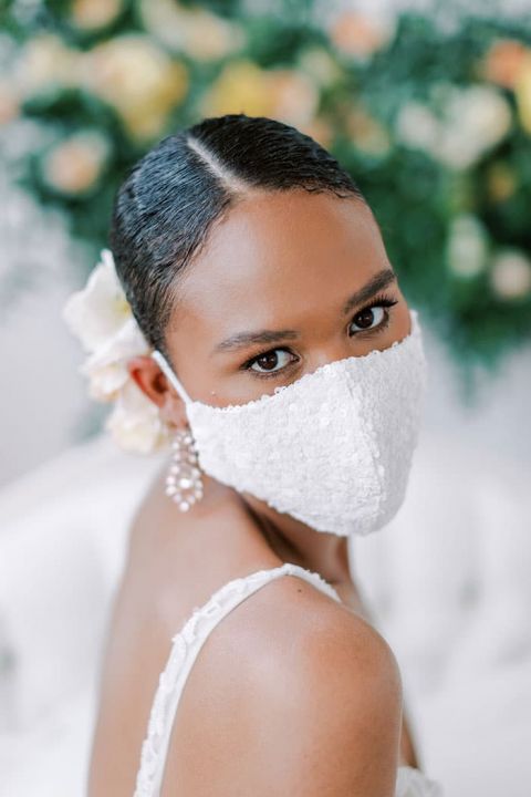 Looking for the perfect Bridal Mask? How about white sequins