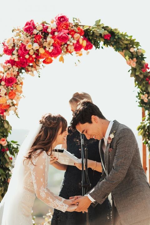 Joyful Mid Ceremony Moments Made the Bride and Groom Laugh