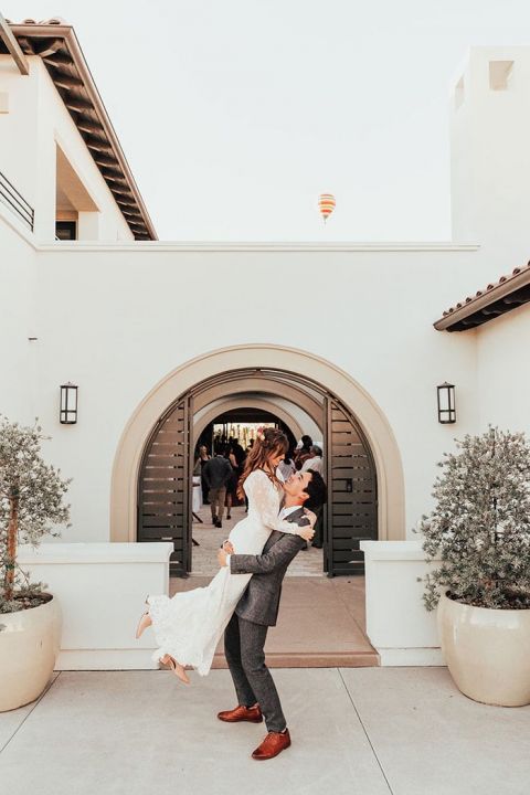Hacienda Wedding Style Photos with Hot Air Balloons