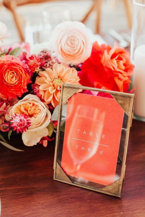 Gold and Coral Colorful Spanish Hacienda Wedding Decor