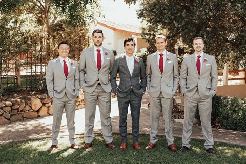 Shades of Gray Suit for the Groomsmen with a Tweed Suit for the Groom
