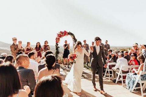 At Home Wedding Ceremony with a Newly Landscaped Backyard as the Venue