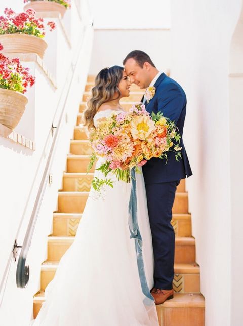 Colorful Hacienda Style Inspired the Fabulous Flowers for this Summer Wedding Day