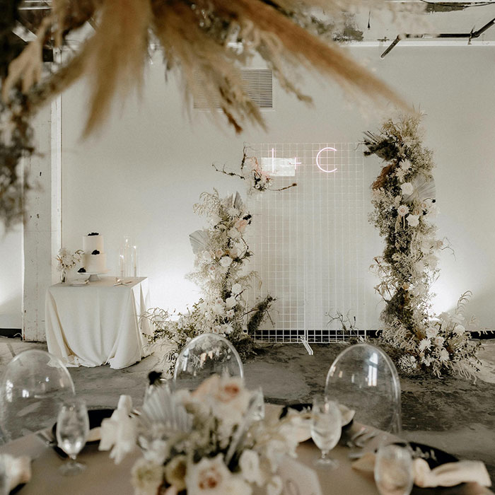 Industrial Glam Rooftop Wedding with Non-Traditional Floral Decor - Hey  Wedding Lady