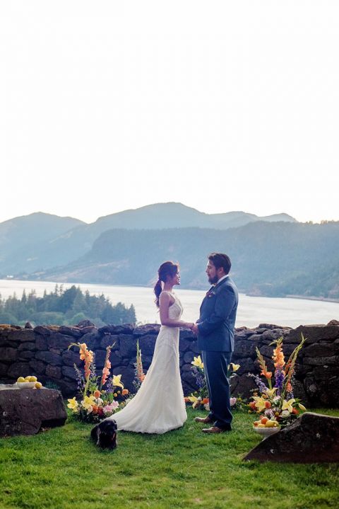 Views of the Columbia River Gorge from The Griffin House make this Wedding Ceremony the Oregon Dream Venue for Weddings