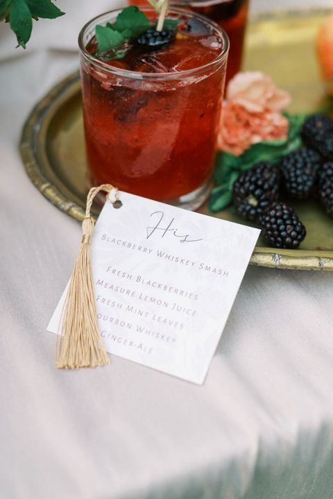 Blackberry Smash His and Hers Cocktails for an intimate Reception