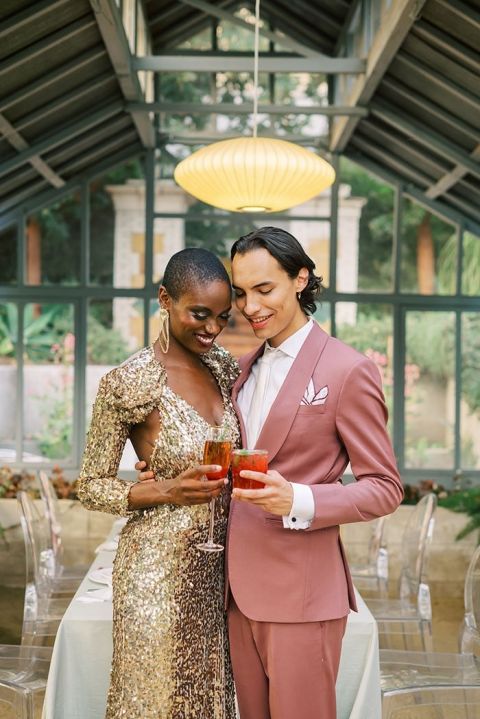 Hidden Garden LA Elopement with the Most Fabulous Gold Dress